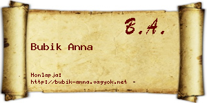 Bubik Anna névjegykártya